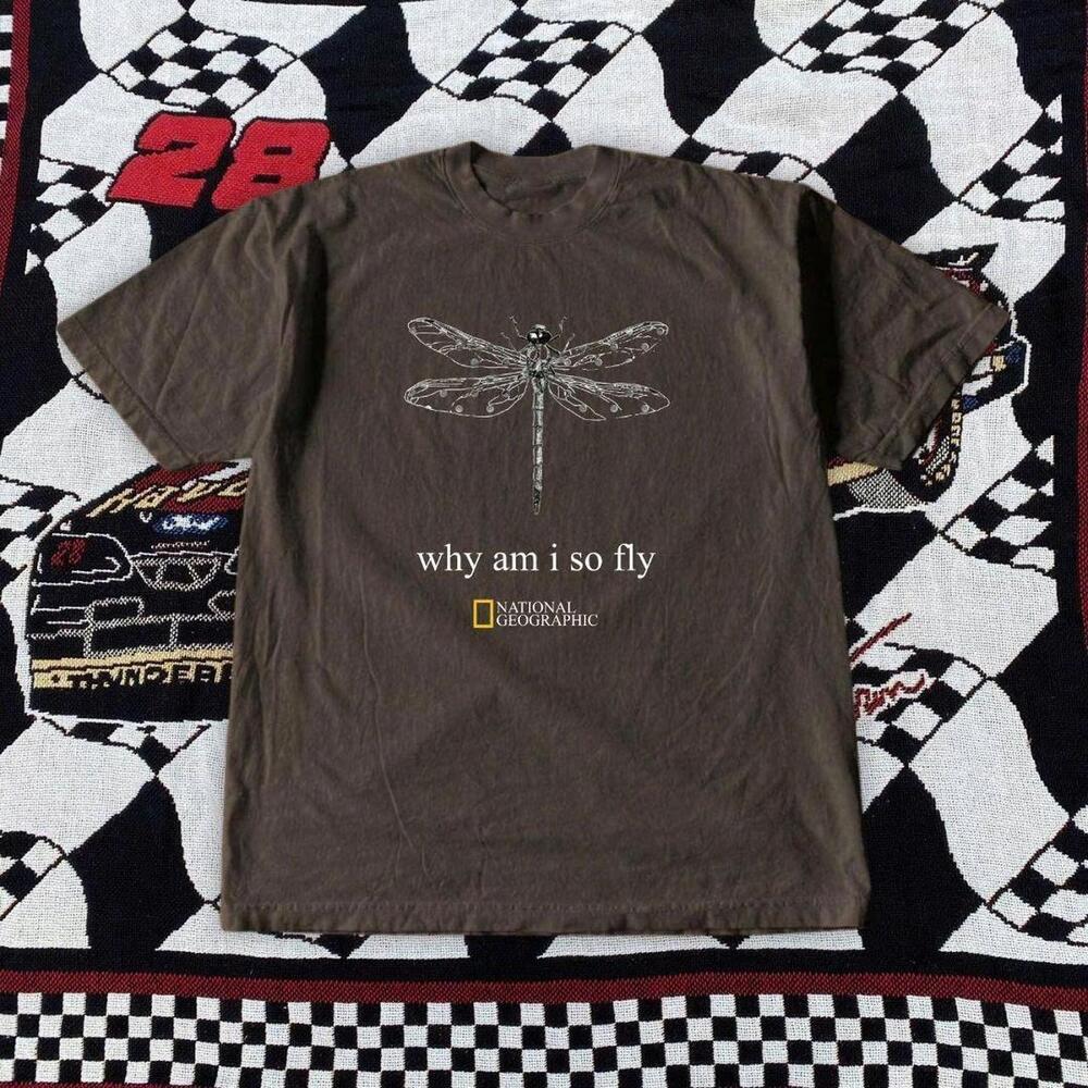 Brown National Geographic T-Shirt With Dragonfly Design